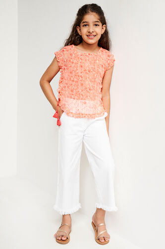 Coral Floral Flounce Top, Coral, image 1